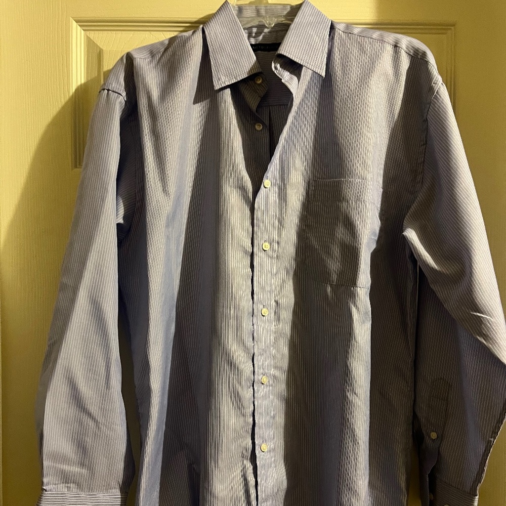 Men’s Blue/White Pinstripe Dress Shirt